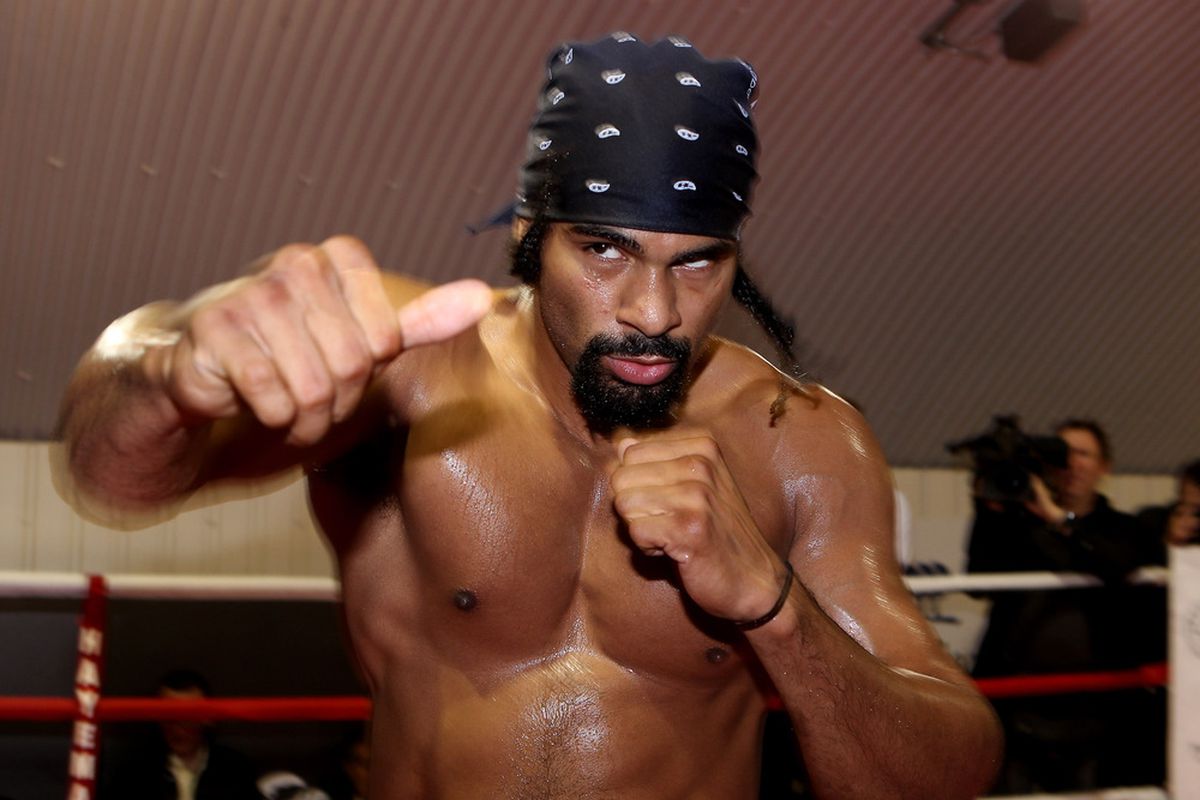 David Haye works out on Tuesday in preparation for his July 2 fight with Wladimir Klitschko. (Photo by Scott Heavey/Getty Images)