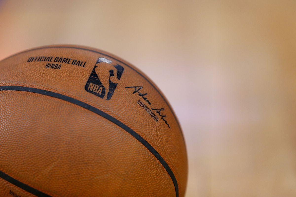 A detail shot of the gam e ball during the game between the Golden State Warriors and the Philadelphia 76ers at Chase Center on March 07, 2020 in San Francisco, California.
