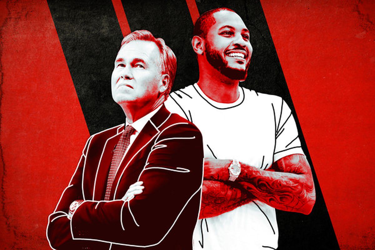 A photo illustration of Mike D’Antoni and Carmelo Anthony