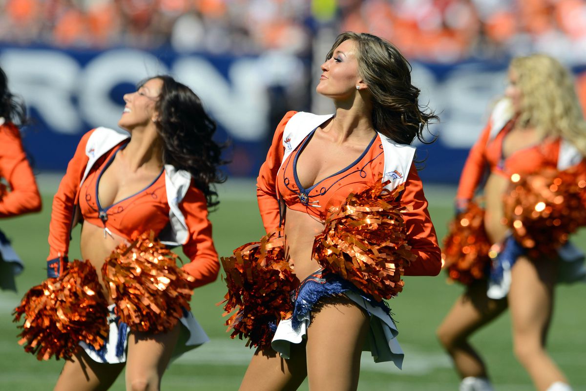 Yep, it's another picture of the Denver Broncos cheerleaders. So what. It's preseason. Would you rather look at Larry Fitzgerald? Mandatory Credit: Ron Chenoy-US PRESSWIRE