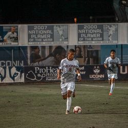 The Boston College Eagles take on the UConn Huskies in a men’s college soccer game at Morrone Stadium in Storrs, CT on October 16, 2018.