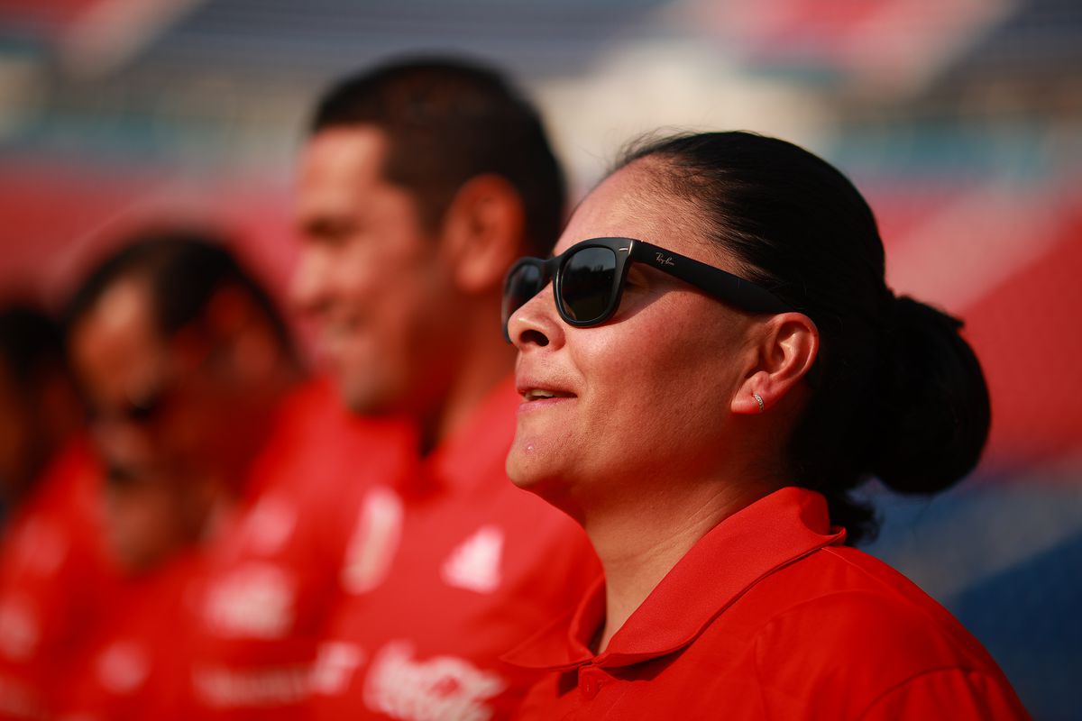 Monica Vergara, head coach of Mexico during the Women’s International Friendly between Mexico and Canada at Estadio Ciudad de los Deportes on November 30, 2021 in Mexico City, Mexico.