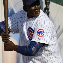 4:25 p.m. The Ernie Banks statue, at Clark and Addison - 