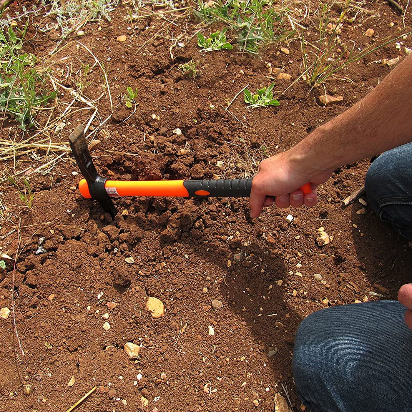 Loosening Soil Garden Pick Axe  Tool Mattock Fiberglass Handle Lightweight Tool 