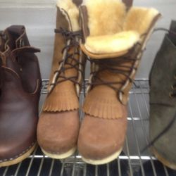 Shearling clog boots, $275