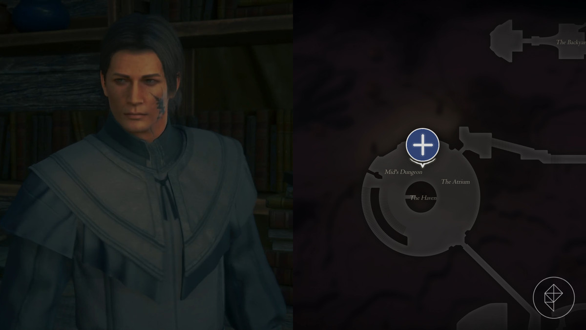 Owain location in the Hideaway along with their location marked on the map in Final Fantasy 16 / XVI / FF16.
