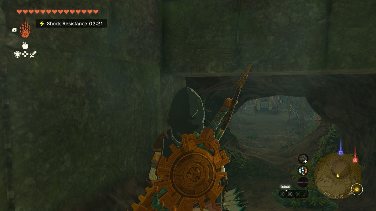 Link enters a crawlspace looking for the Awakening Armor in Zelda Tears of the Kingdom.