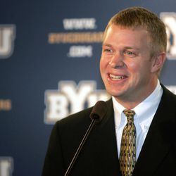 Bronco Mendenhall is named the new head football coach at BYU during a press conference Dec. 13, 2004.