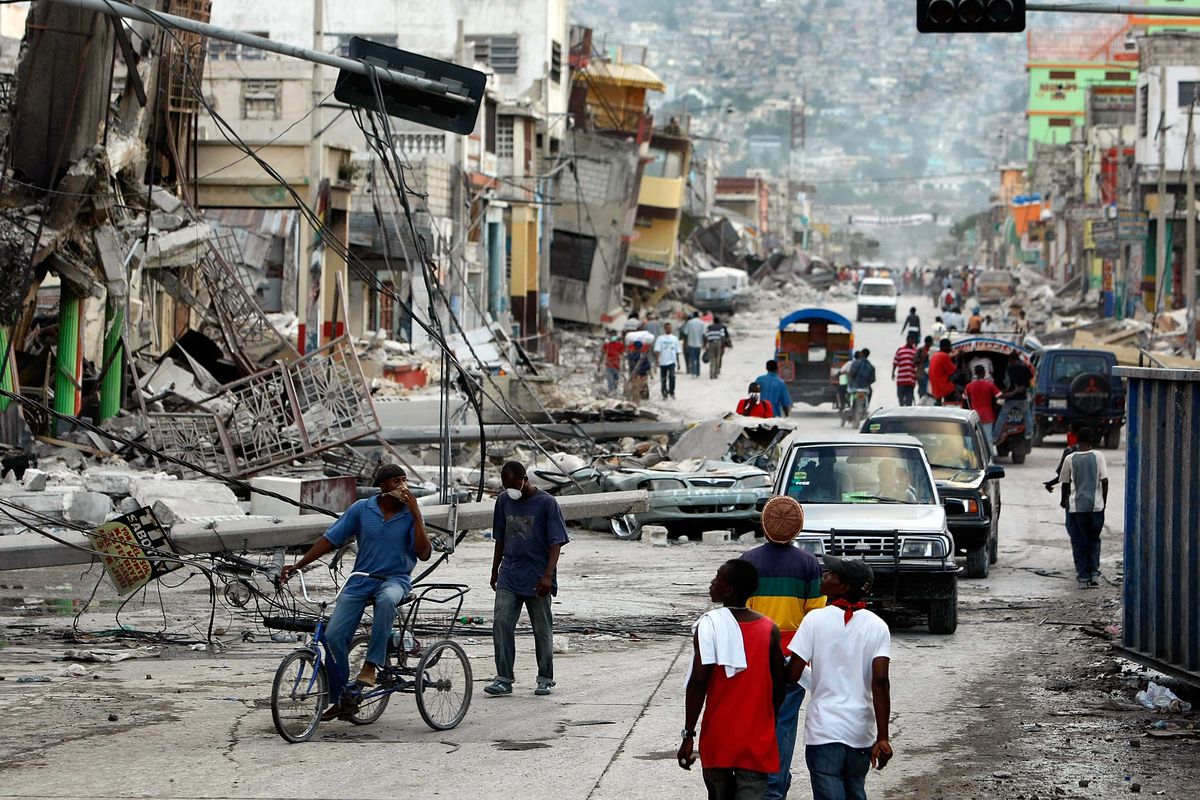 Destroyed buildings are seen after the massive earthquake January 16, 2010 in Port-au-Prince, Haiti. (Joe Raedle/Getty Images)