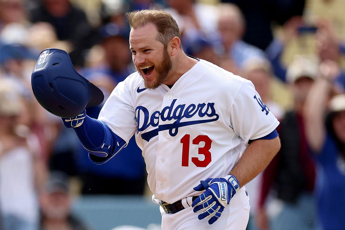 Max Muncy of the Los Angeles Dodgers celebrates his walk-off grand slam home run during the ninth inning against the Philadelphia Phillies at Dodger Stadium on May 03, 2023 in Los Angeles, California. The Los Angeles Dodgers won 10-6.