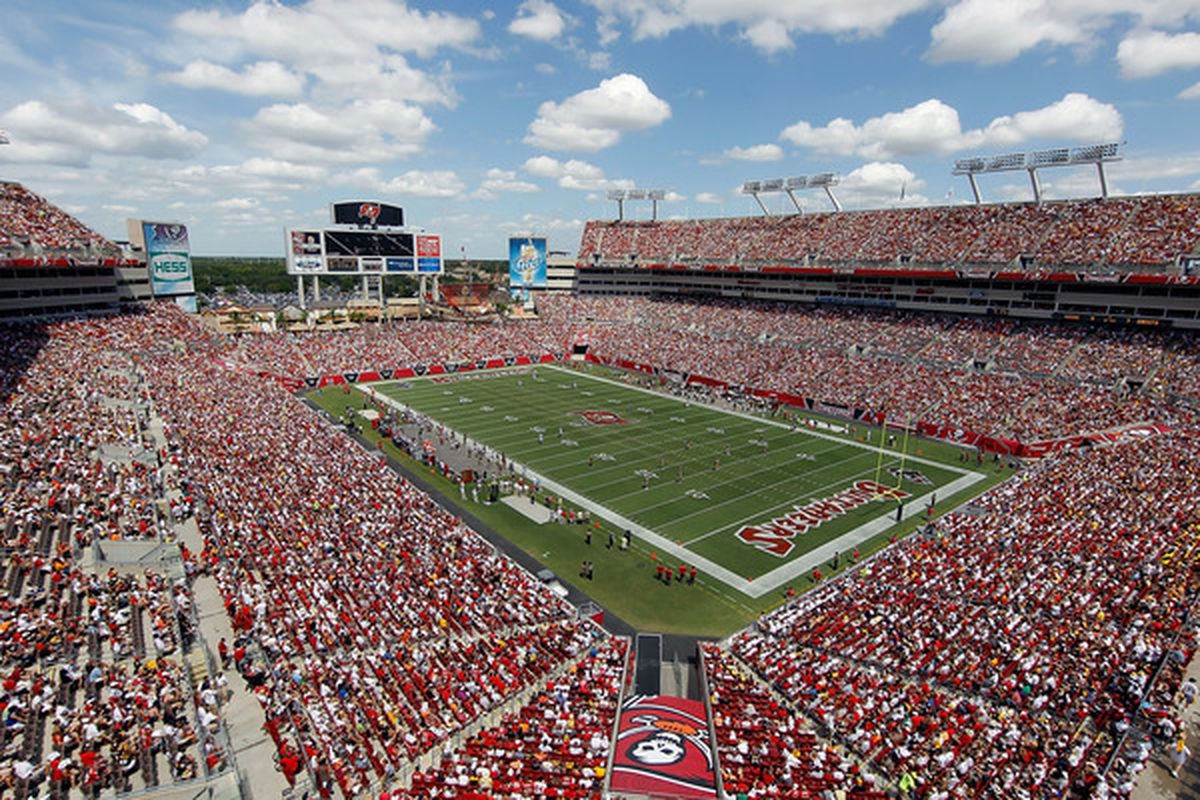 TAMPA FL - SEPTEMBER 26:   A shot of Raymond James Stadium during the game between the Tampa Bay Buccaneers and the Pittsburgh Steelers on September 26 2010 in Tampa Florida.  (Photo by J. Meric/Getty Images)