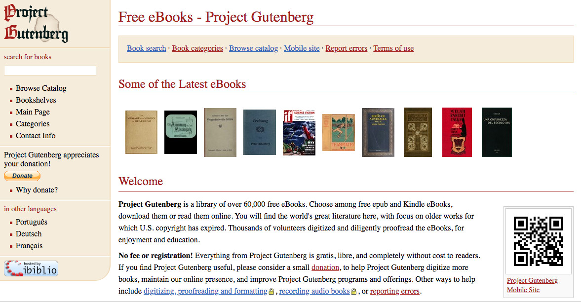 Project Gutenberg, free books
