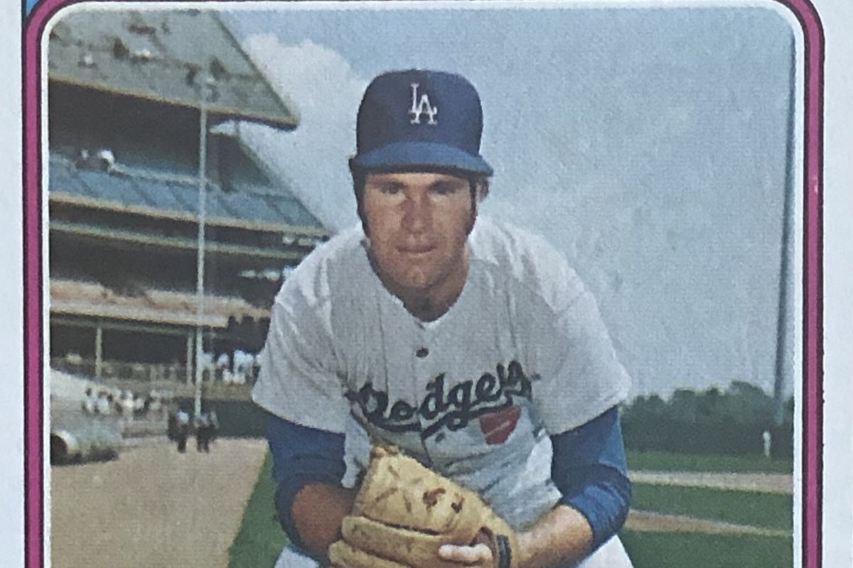 Dodgers third baseman Ken McMullen on his 1974 Topps baseball card.