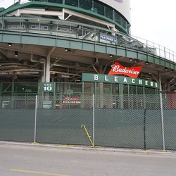 The bleacher gate, at Sheffield and Waveland