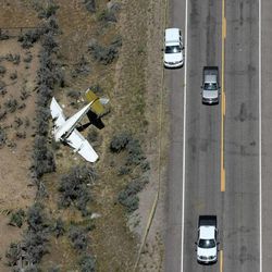 Wreckage from a plane crash on the side of U.S. 89 in Birdseye, Utah County, on Thursday, June 27, 2013.