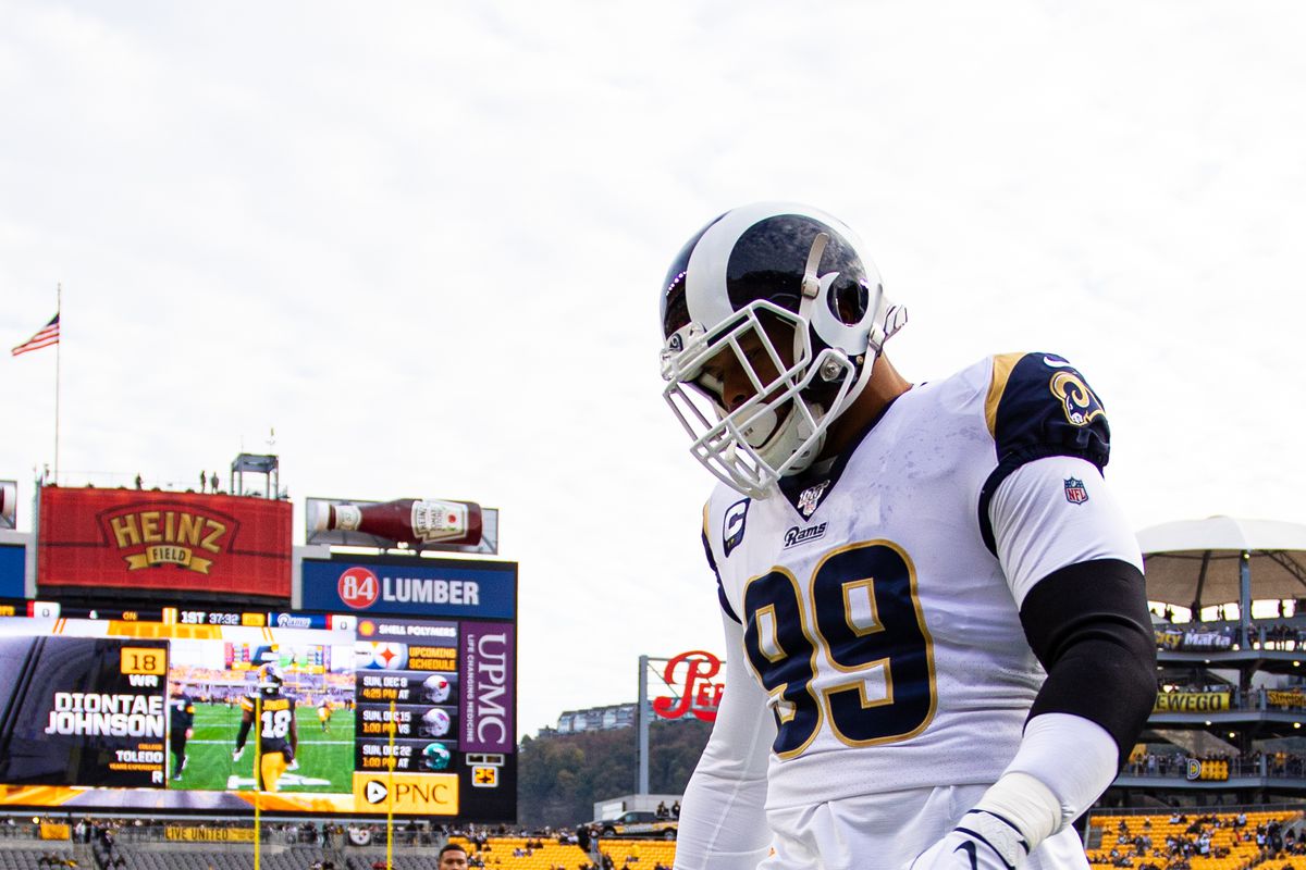 Los Angeles Rams DL Aaron Donald during the Week 10 game against the Pittsburgh Steelers, Nov. 10, 2019.
