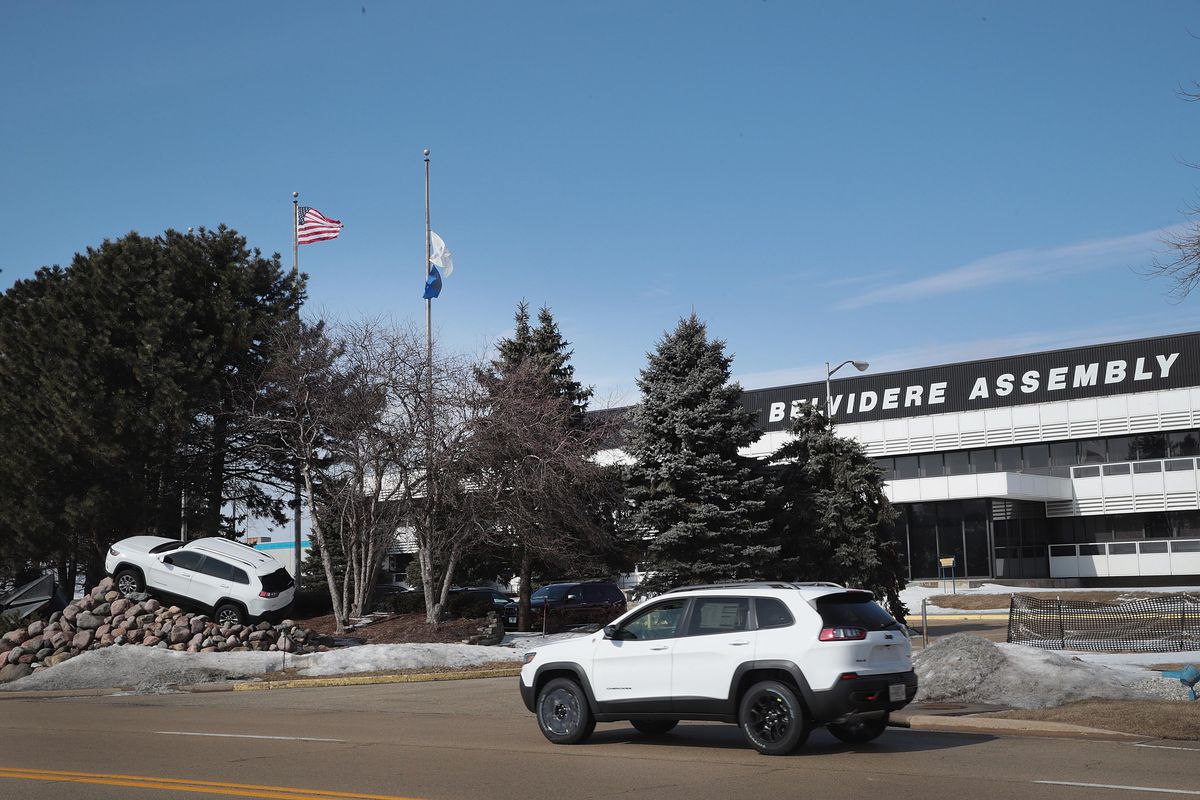The Belvidere Assembly Plant, where the Jeep Cherokee is produced, as seen in 2019.