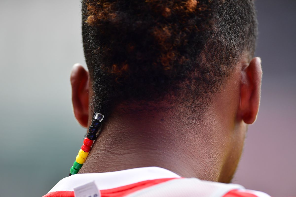 BREMEN, GERMANY - AUGUST 26: Hair detail of Kingsley Coman of Bayern Muenchen during the Bundesliga match between SV Werder Bremen and FC Bayern Muenchen at Weserstadion on August 26, 2017 in Bremen, Germany.