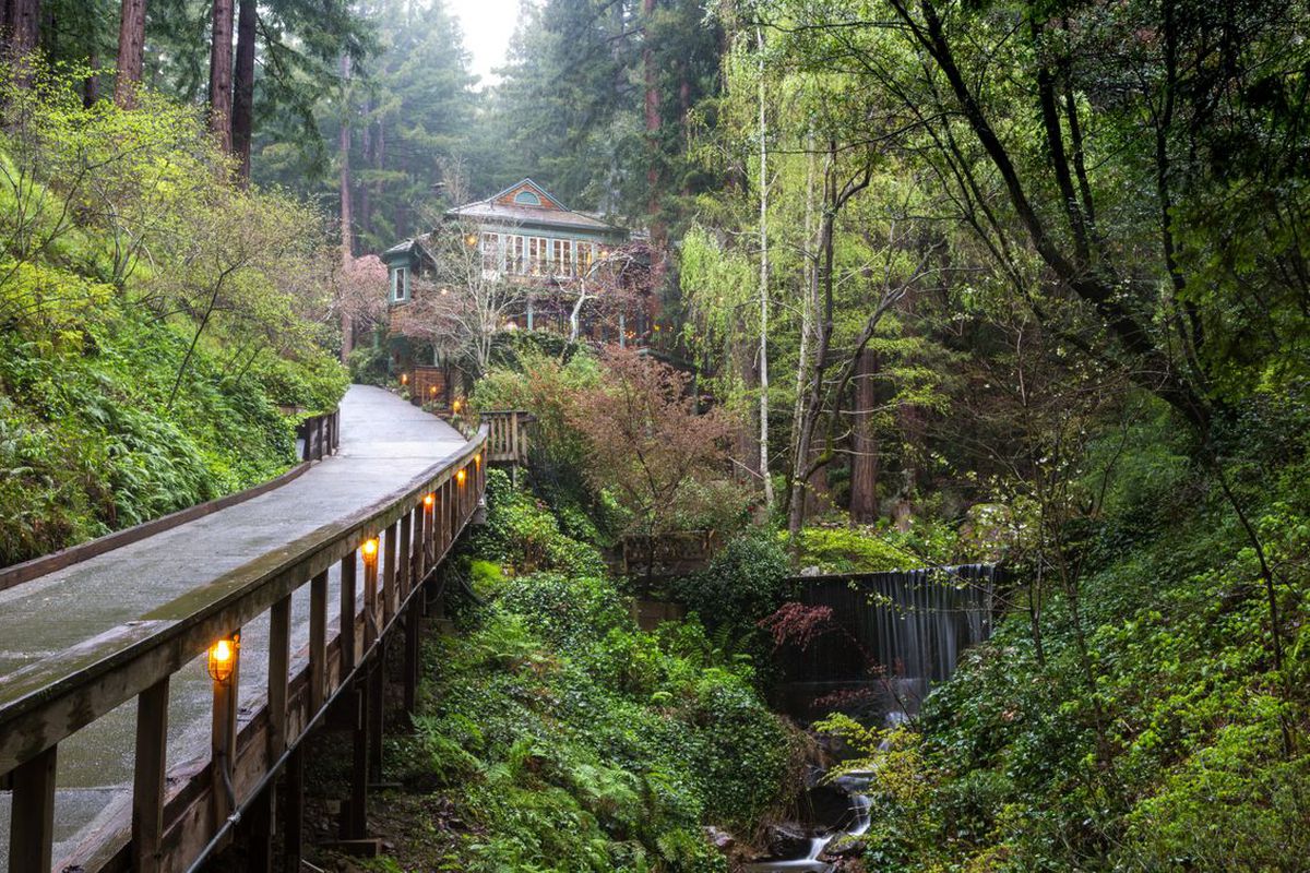 Mill Valley home with creek and bridge