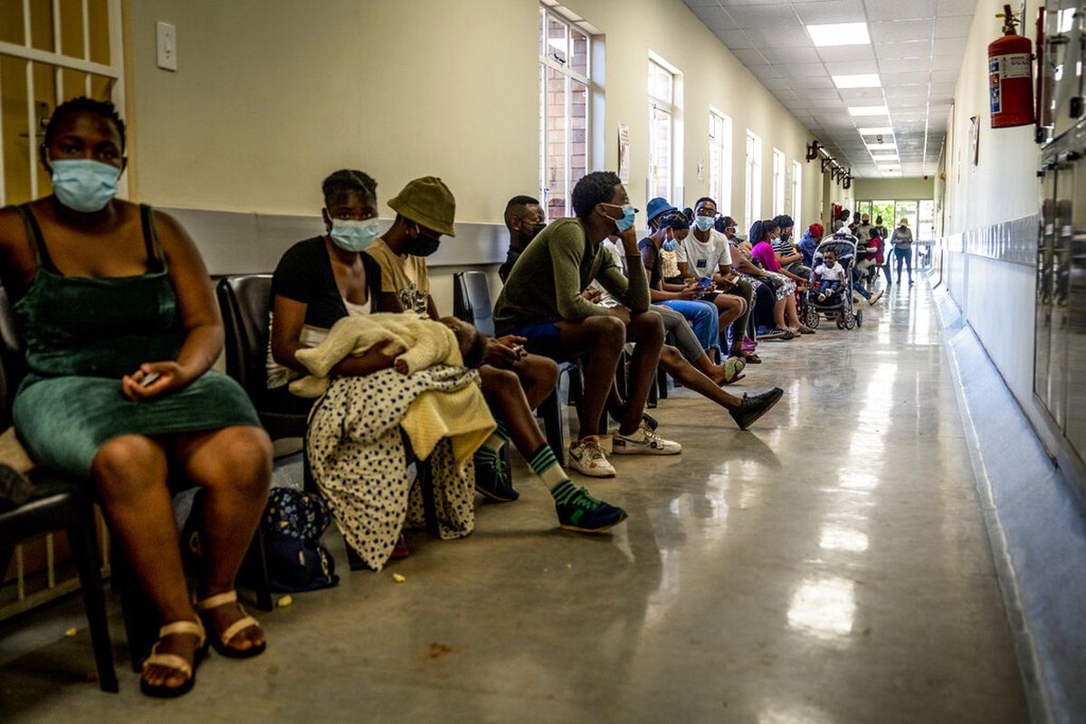People get vaccinated against COVID-19 near Johannesburg, South Africa.