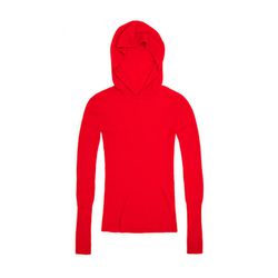 Ribbed hoodie in red, $110