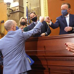 Gov. Spencer Cox delivers his first State of the State address in the Utah House chamber at the Capitol in Salt Lake City on Thursday, Jan. 21, 2021.