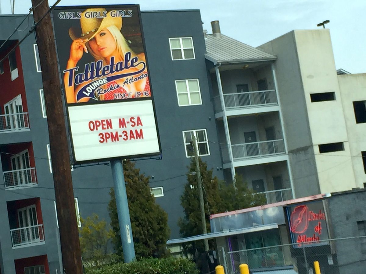 Newcomers to Atlanta might not know the Tattletale Lounge on Piedmont Road was name-dropped in Mötley Crüe's smut-rock classic "Girls Girls Girls," and thus this sign. At first blush, the ad appears to boast "Since 1916," which would really be impressive.