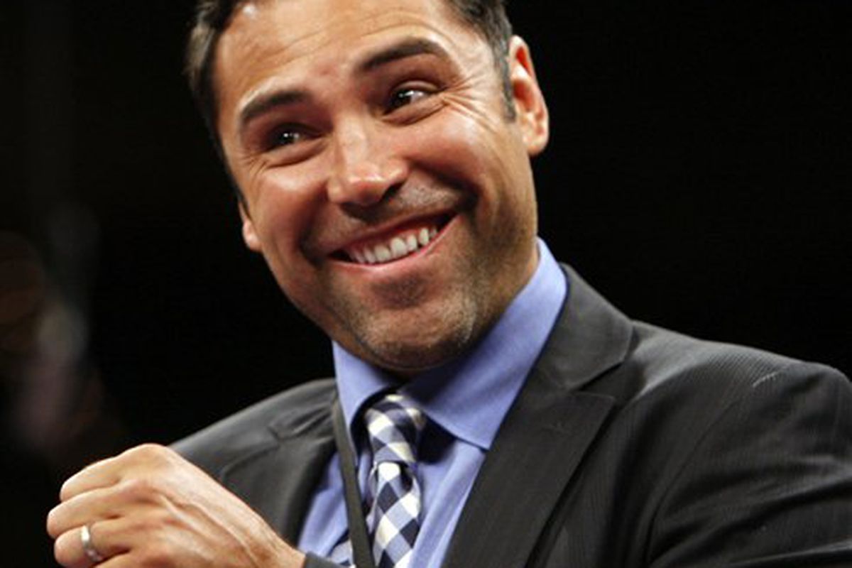 Golden Boy's Oscar de la Hoya has a lot on his mind right now. He recently talked about Mayweather, Marquez, Hatton, Pacquiao and Mosley. (AP Photo/Rick Bowmer)