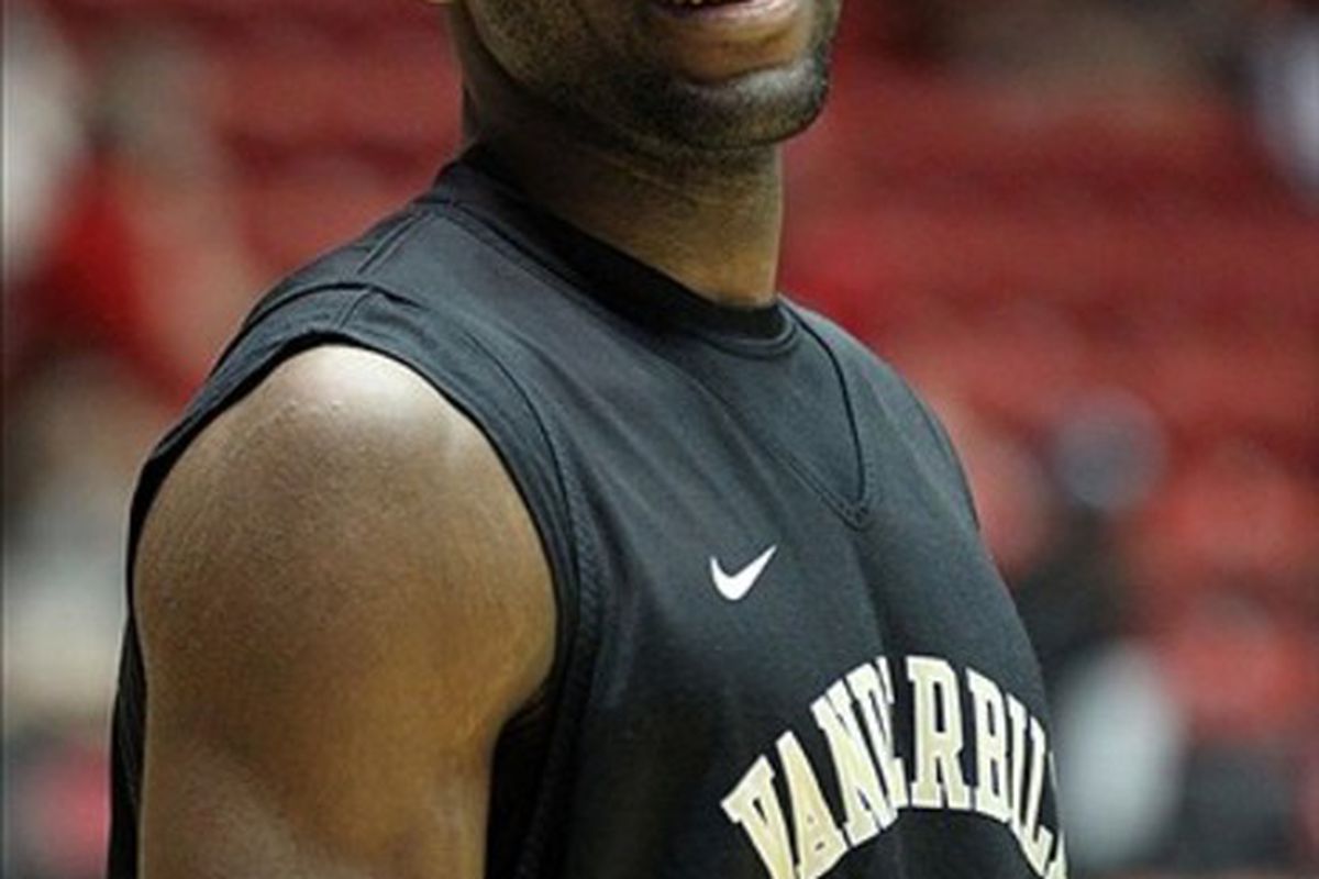 Mar 14, 2012; Albuquerque, NM, USA; Vanderbilt Commodores center Festus Ezeli (3) during practice for the second round of the 2012 NCAA men's basketball tournament at the Pit.  Mandatory Credit: Nelson Chenault-US PRESSWIRE