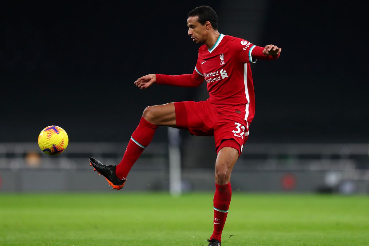 Joel Matip of Liverpool during the Premier League match between Tottenham Hotspur and Liverpool at Tottenham Hotspur Stadium on January 28, 2021 in London, England