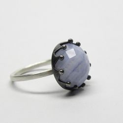 Small Crown Ring with Blue Lace Agate, <a href="http://www.hannahblount.com/collections/crowns/products/small-crown-ring-with-blue-lace-agate#">$118</a>