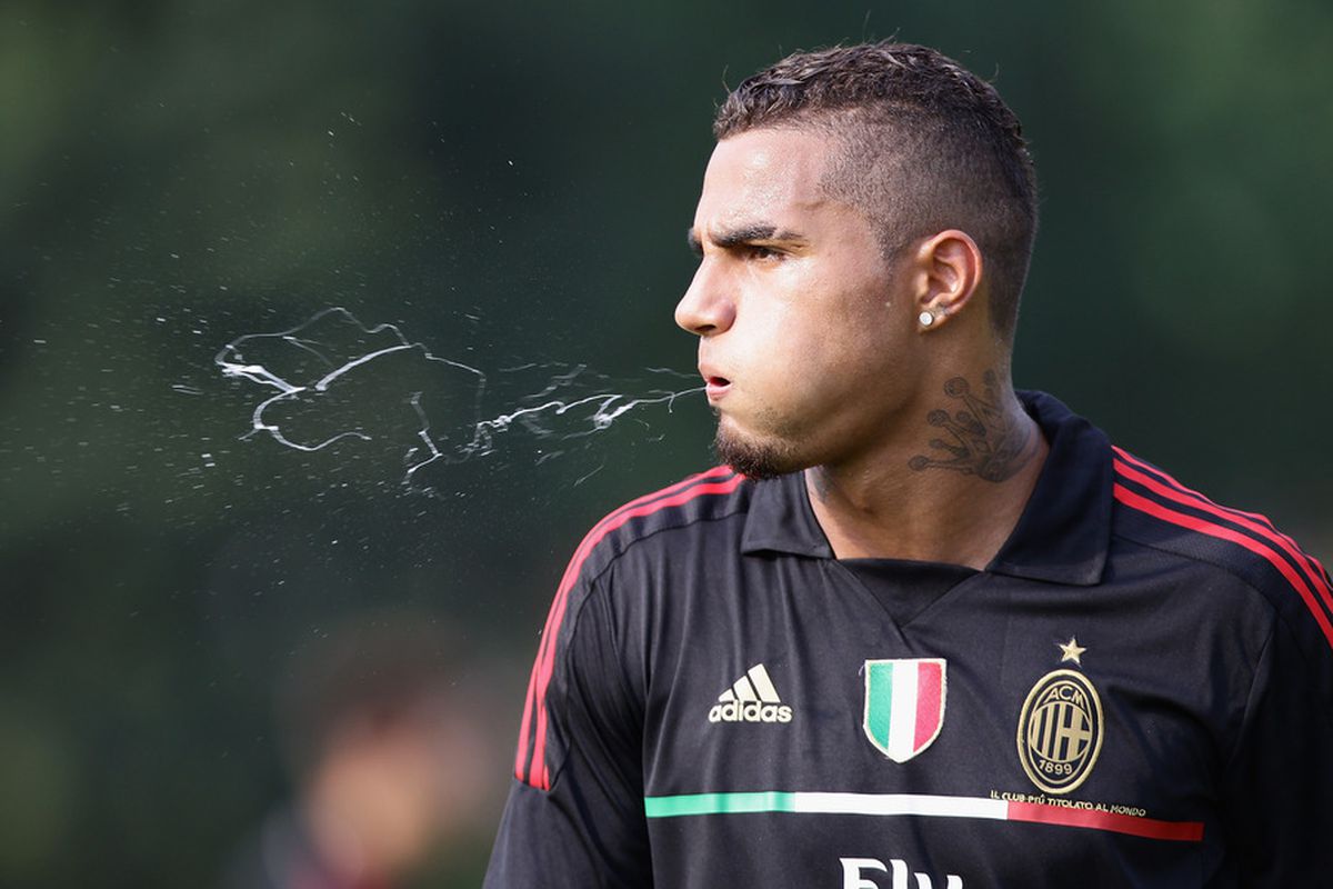 SOLBIATE ARNO, ITALY - JULY 12:  AC Milan midfielder Kevin Prince Boateng in action during a training session at Milanello on July 12, 2011 in Solbiate Arno, Italy.  (Photo by Vittorio Zunino Celotto/Getty Images)
