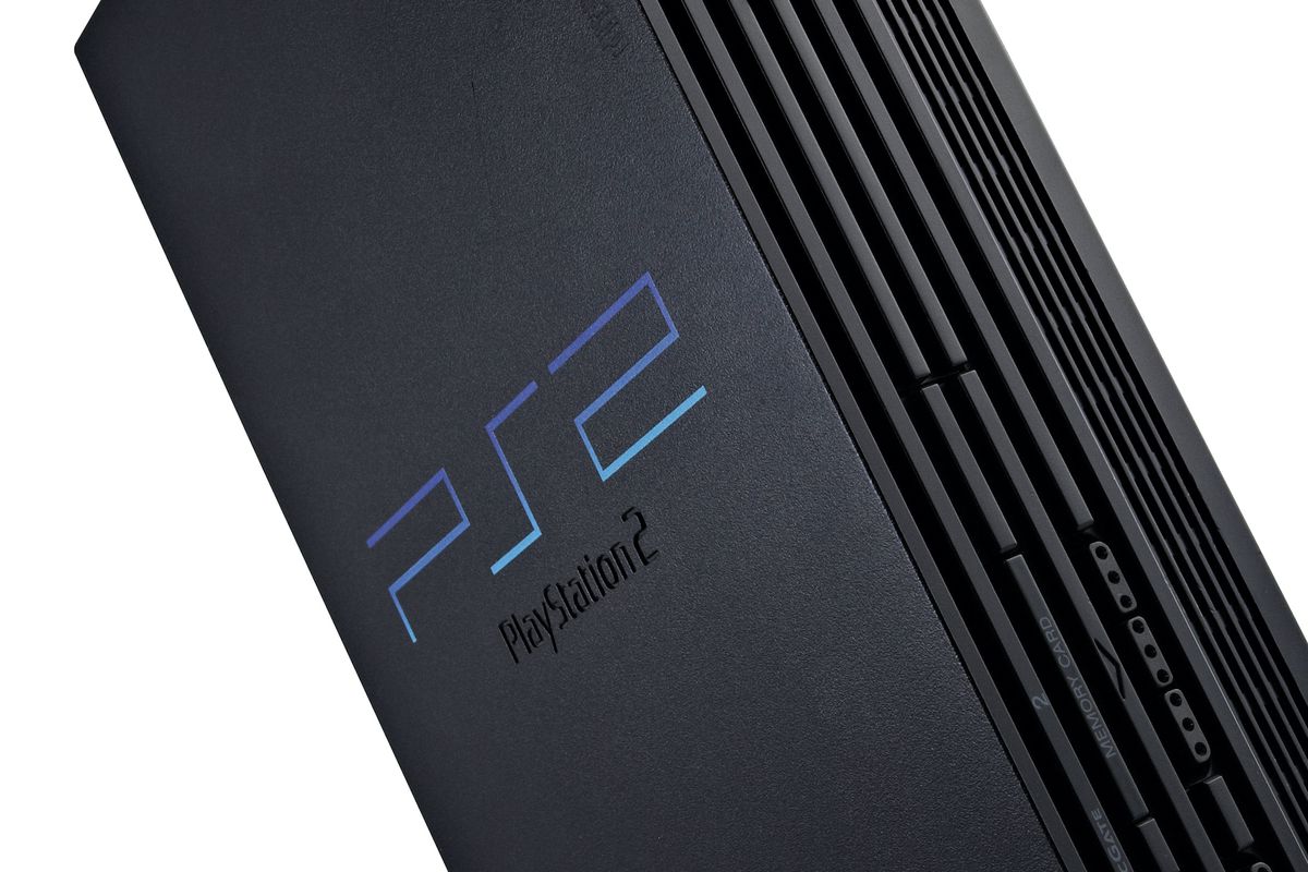 A close-up shot of the PlayStation 2 console