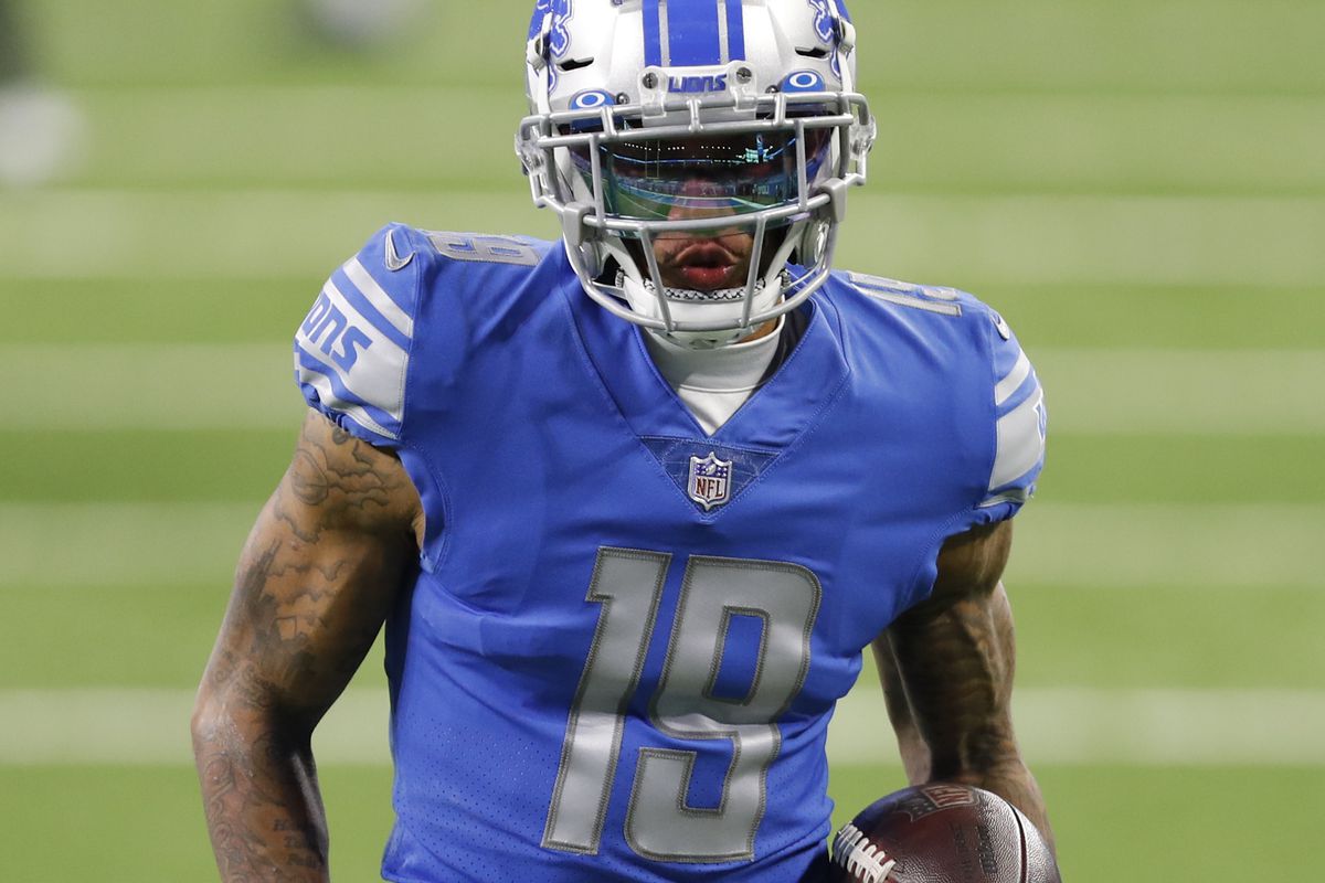 Detroit Lions wide receiver Kenny Golladay warms up before the game against the Indianapolis Colts at Ford Field.