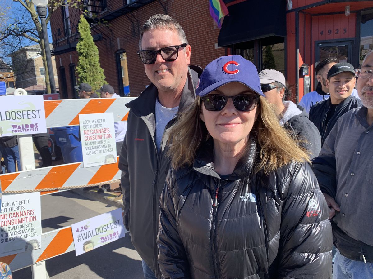 Mary and Ron White wait to enter the Waldos Forever Fest on April 20, 2019. | Tom Schuba/Sun-Times