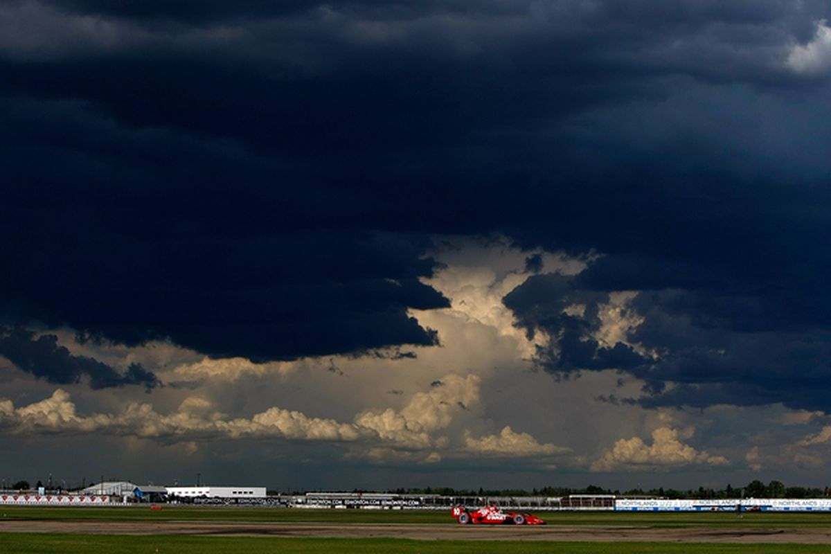 The clouds during qualifying at Edmonton in July were no match for the dark clouds of uncertainty currently surrounding the race's future (Photo by Jonathan Ferrey/Getty Images)