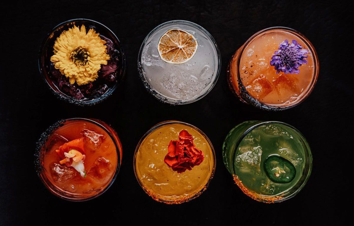 A collection of colorful margaritas.
