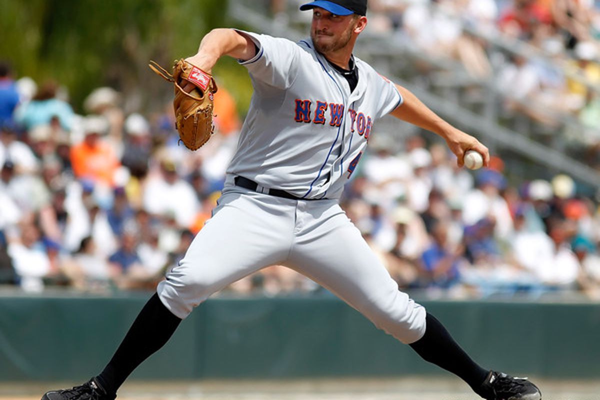 SARASOTA, FL - APRIL 03:  Pitcher Jon Niese #49 of the New York Mets pitches against the Baltimore Orioles during a Grapefruit League Spring Training Game at Ed Smith Stadium on April 3, 2010 in Sarasota, Florida.  (Photo by J. Meric/Getty Images)