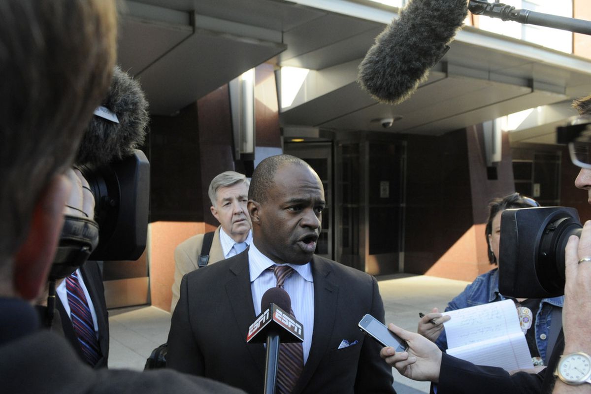 NFLPA lawyer DeMaurice Smith has been engaging in secret meetings. He's either working on a settlement with NFL owners or meeting with a plastic surgeon to get rid of that guy growing out his neck. 