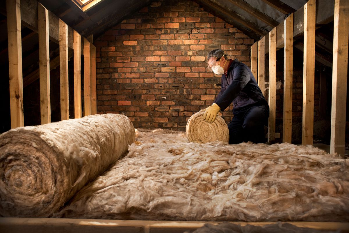 Placing insulation in an attic 