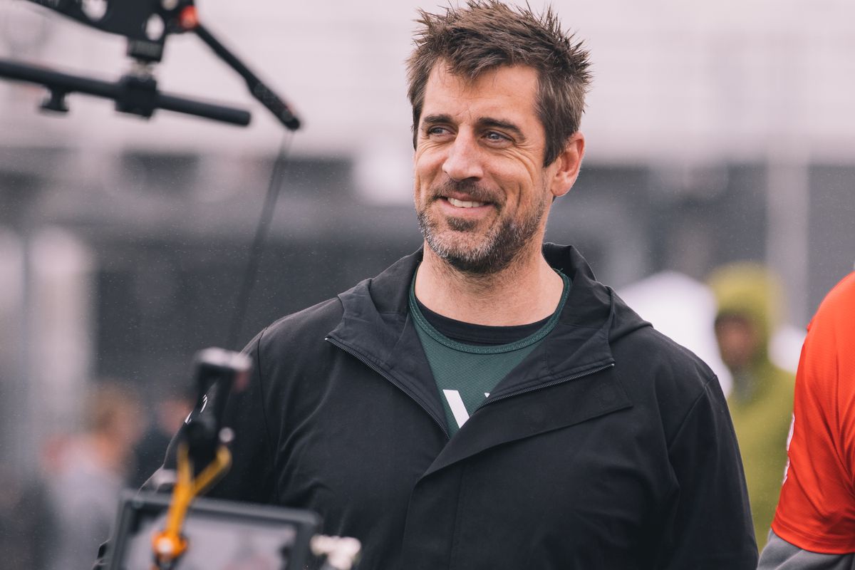 Quarterback Aaron Rodgers at Celebrity Flag Football Charity Event at Saddleback College on March 11, 2023 in Orange County, CA.