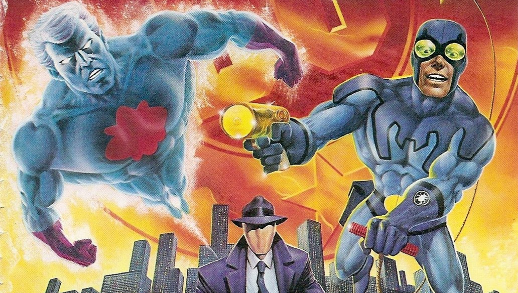A 1986 promotional image publicizing the appearance of Charlton Comics characters in the DC Universe.