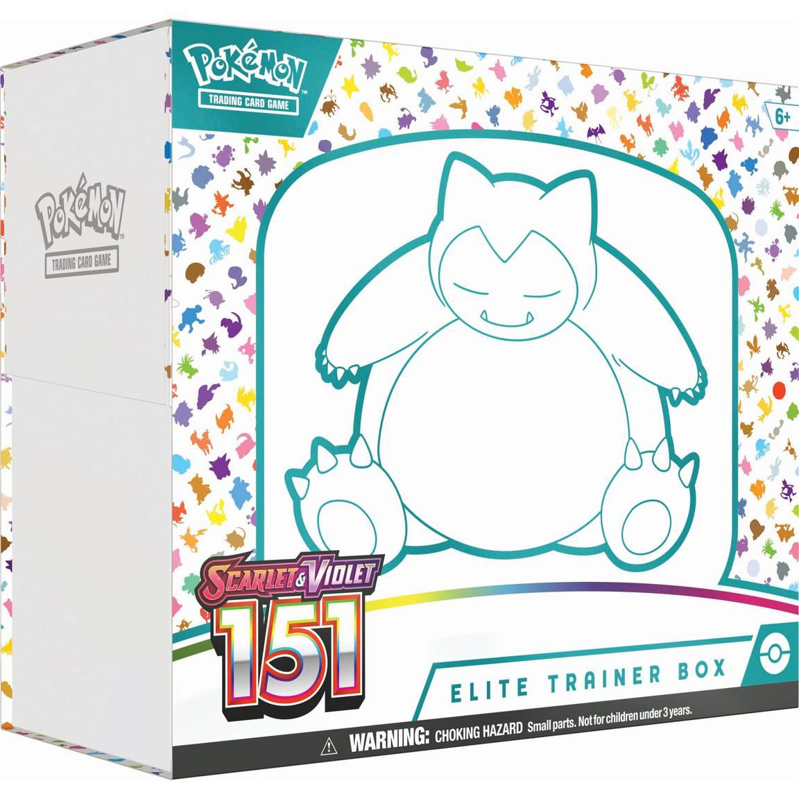 The elite trainer box for Pokémon Scarlet and Violet: 151 Collection TCG, which features a Snorlax on the packaging.