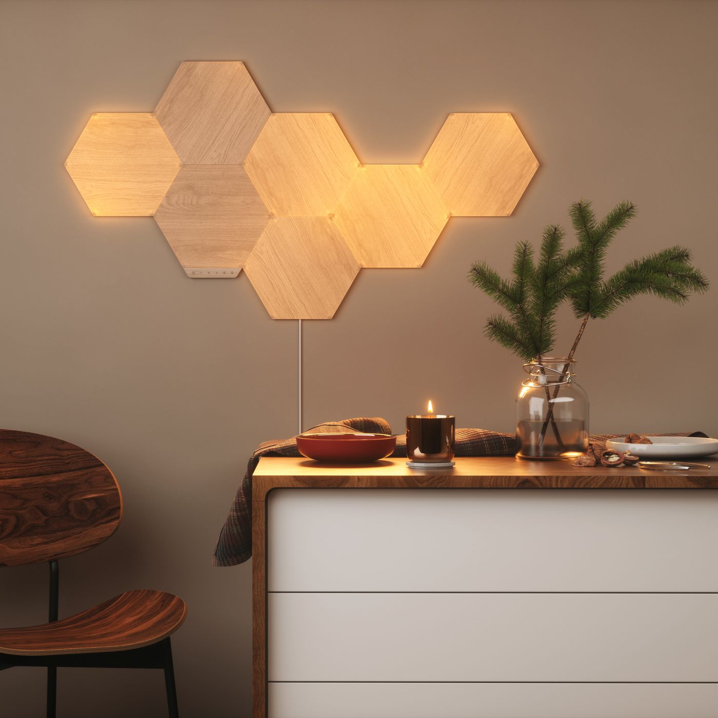 Justerbar Uartig Tage med Nanoleaf's light-up wall panels now look like wood accent pieces - The Verge