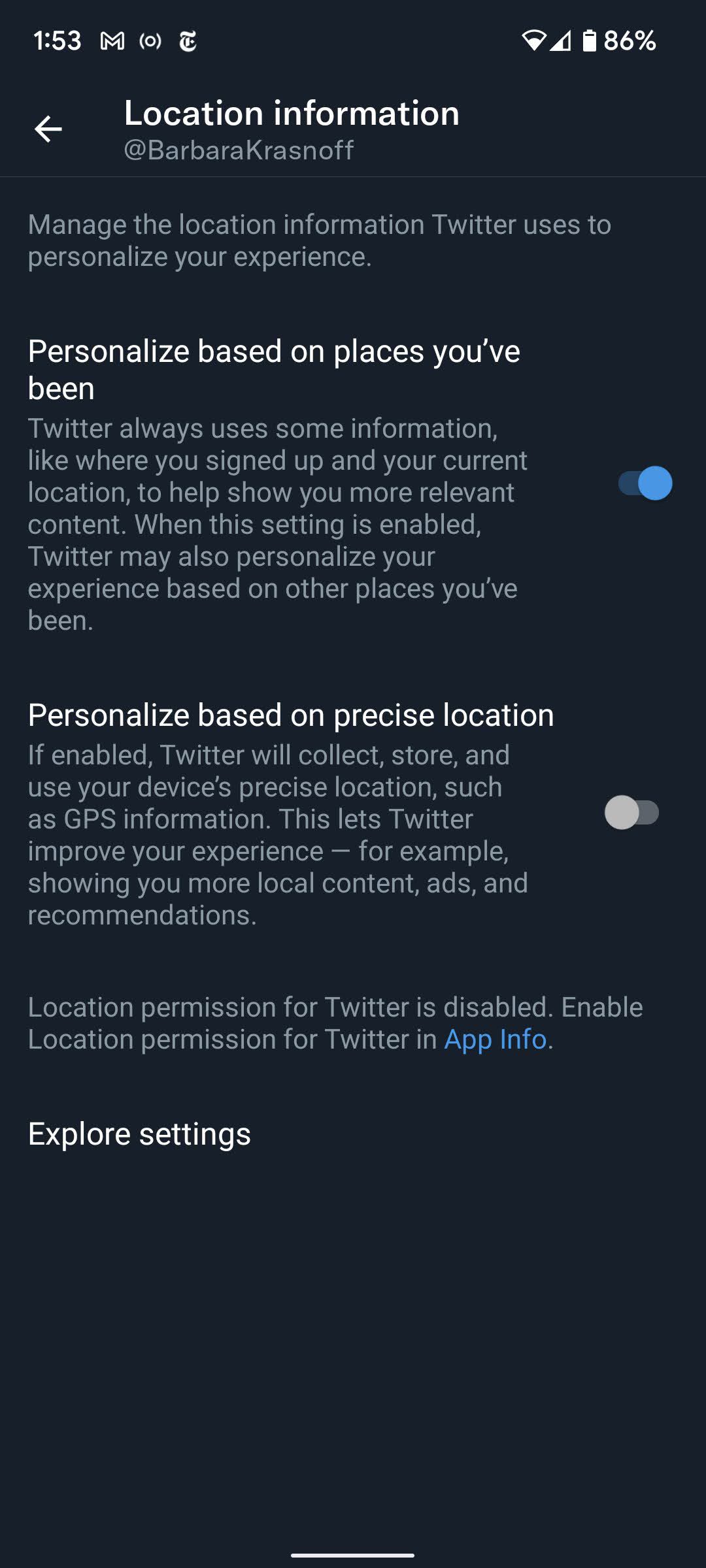 There are two location settings to toggle off.