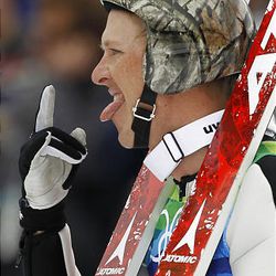 United States' Todd Lodwick reacts after his jump during the Men's Nordic Combined team event at the Vancouver 2010 Olympics in Whistler, British Columbia, Canada, Tuesday.