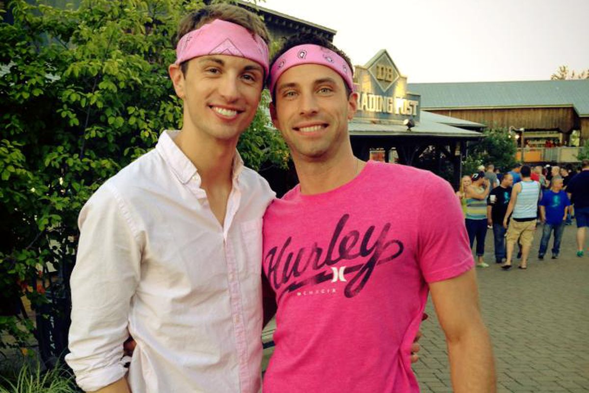Adam Evans, right, with his boyfriend, Chad Ford