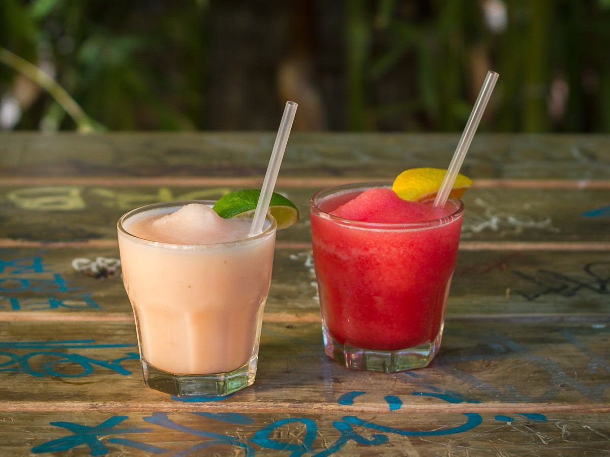 Two frozen cocktails.