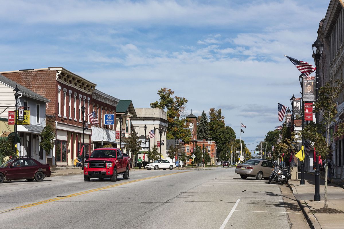 A shot of the main street of Girard, Pennsylvania