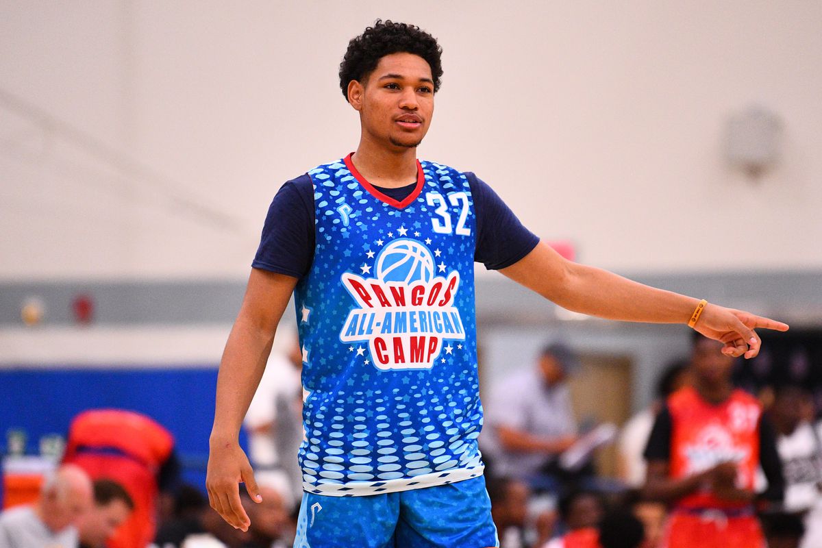 Daishen Nix from Trinity High School looks on during the Pangos All-American Camp on June 2, 2019 at Cerritos College in Norwalk, CA.